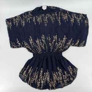 Parker Sequin Batwing Sleeve Navy Woman's Tunic Small Lined Cocktail